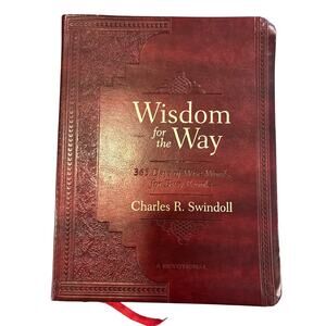 Wisdom for the Way Charles Swindoll 365 Day Devotional Burgundy LeatherSoft Book